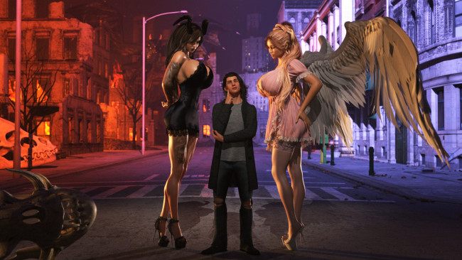 Обои картинки фото 3д графика, фантазия , fantasy, фон, взгляд, девушки