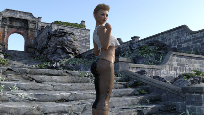 Обои картинки фото 3д графика, люди , people, фон, взгляд, девушка