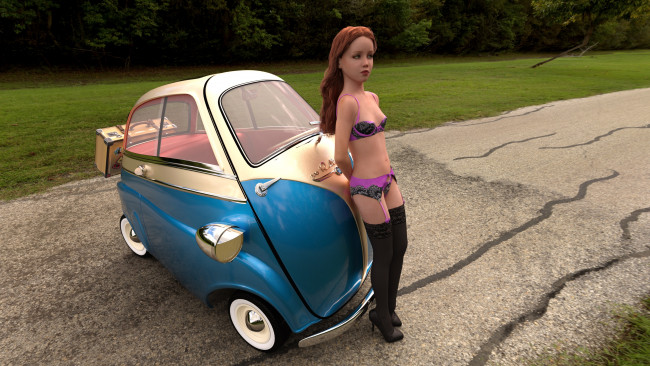 Обои картинки фото 3д графика, люди-авто, мото , people- car ,  moto, фон, взгляд, девушка