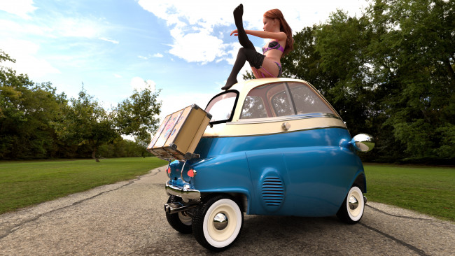 Обои картинки фото 3д графика, люди-авто, мото , people- car ,  moto, фон, взгляд, девушка