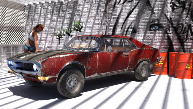 Обои картинки фото 3д графика, люди-авто, мото , people- car ,  moto, фон, взгляд, девушка