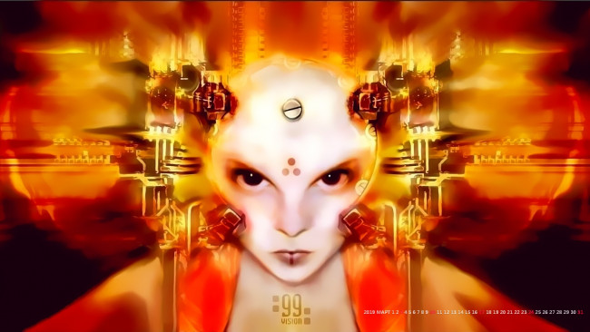 Обои картинки фото календари, фэнтези, существо, взгляд, лицо