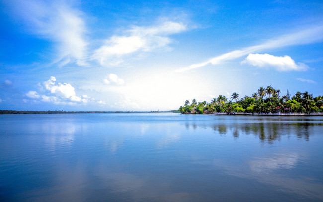 Обои картинки фото природа, тропики, море, остров, пальмы