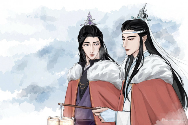 Обои картинки фото аниме, mo dao zu shi, цзян, чэн, лань, сичень, накидки, фонарь