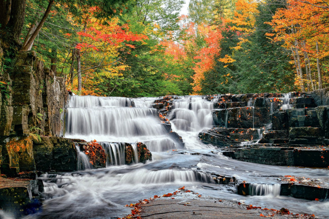 Обои картинки фото quartzite falls, michigan, природа, водопады, quartzite, falls