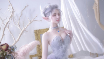 Картинка фэнтези эльфы украшения арт красавица fantasy большая грудь косплей cosplay ghost blade очаровательная девушка нарядное платье