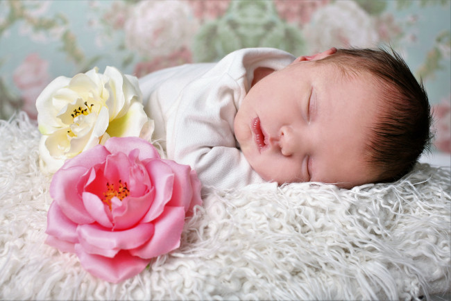 Обои картинки фото разное, дети, ребенок, цветы