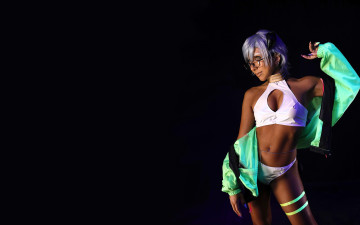 Картинка девушки nonsummerjack образ косплей очки куртка белье