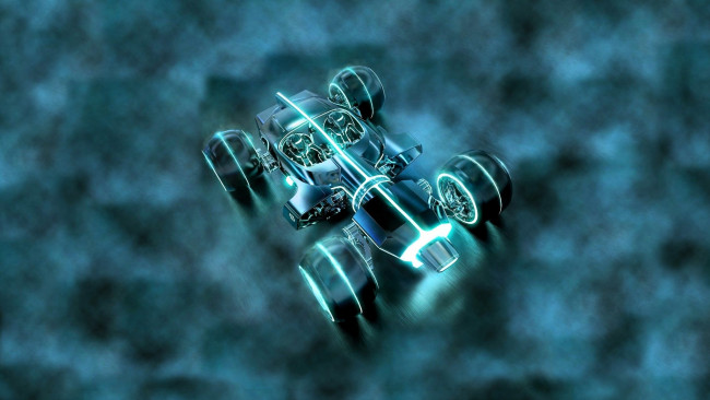 Обои картинки фото кино фильмы, tron legacy, машина, неон, туман
