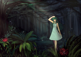 Картинка аниме saya no uta девушка лес сарафан