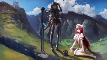 Картинка by blackrabbitsoul аниме pixiv fantasia тушканчик меч долина утро девушки