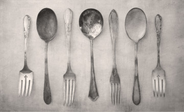 Картинка разное посуда +столовые+приборы +кухонная+утварь вилки ложки