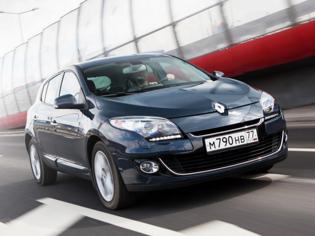 Обои картинки фото автомобили, renault, 2012г, синий, mеgane