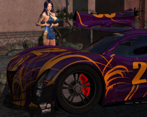 Картинка 3д+графика люди+ people взгляд девушка автомобиль фон