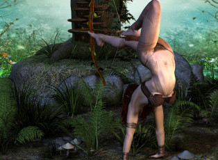 Картинка 3д+графика амазонки+ amazon тату лук фон взгляд девушка