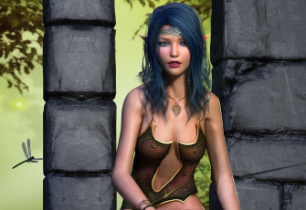 Картинка 3д+графика эльфы+ elves улыбка фон взгляд эльфийка