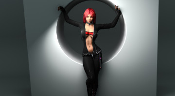 Картинка 3д+графика люди+ people девушка взгляд фон рыжая