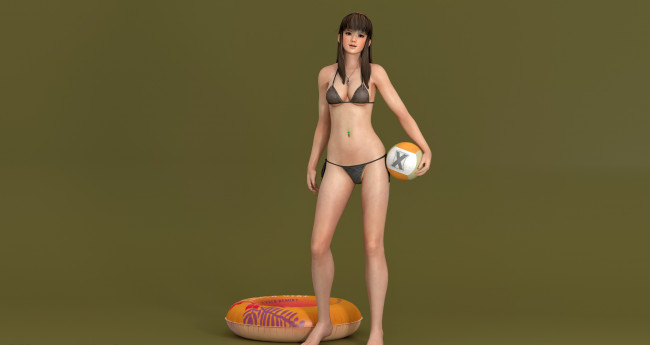 Обои картинки фото 3д графика, аниме , anime, мяч, фон, девушка, взгляд