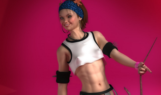 Обои картинки фото 3д графика, люди , people, улыбка, девушка, взгляд, фон