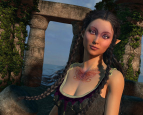 Картинка 3д+графика эльфы+ elves взгляд эльфийка фон