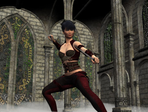 Картинка 3д+графика фантазия+ fantasy фон оружие взгляд девушка