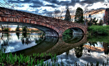 Картинка города -+мосты река мост вечер тучи