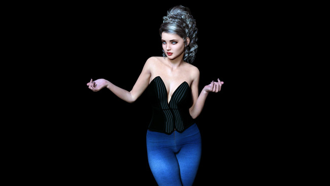 Обои картинки фото 3д графика, люди , people, девушка, взгляд, фон