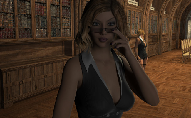 Обои картинки фото 3д графика, люди , people, интерьер, фон, взгляд, девушка