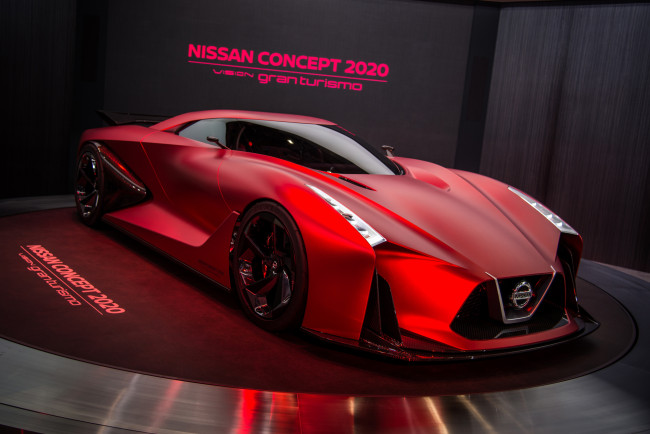 Обои картинки фото nissan vision gran turismo concept 2020, автомобили, выставки и уличные фото, nissan, vision, gran, turismo, concept, 2020, красный, автосалон, выставка