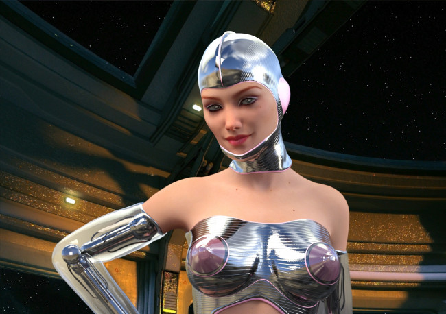 Обои картинки фото 3д графика, фантазия , fantasy, фон, взгляд, девушка