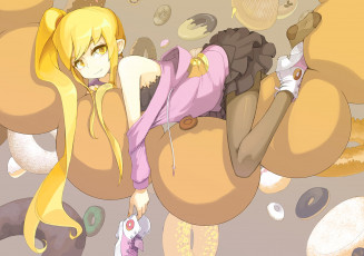 Картинка аниме bakemonogatari взгляд фон девушка