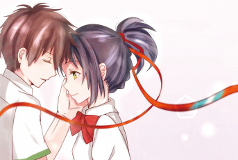 Картинка аниме kimi+no+na+wa фон взгляд девушка