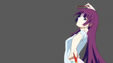 Картинка аниме bakemonogatari девушка взгляд фон