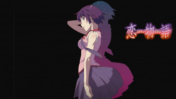 Картинка аниме bakemonogatari взгляд девушка фон