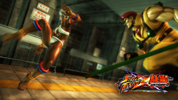 Картинка видео+игры street+fighter+x+tekken фон купальник мужчина девушка драка