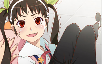 Картинка аниме bakemonogatari девушка фон взгляд