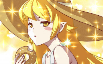 Картинка аниме bakemonogatari девушка взгляд фон