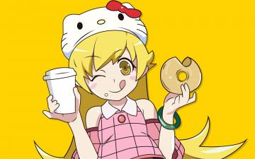 Картинка аниме bakemonogatari фон взгляд девушка