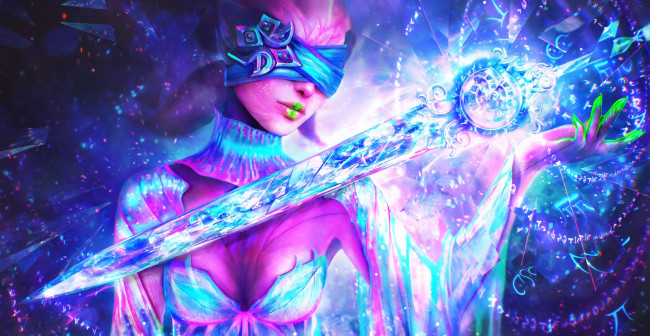 Обои картинки фото видео игры, guild wars 2, арт, платье, девушка, грудь, sylvari, chronomancer, маг, guild, wars, 2