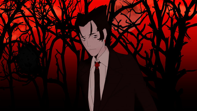 Обои картинки фото аниме, bakemonogatari, фон, взгляд, парень