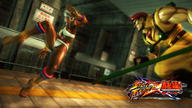 Обои картинки фото видео игры, street fighter x tekken, фон, купальник, мужчина, девушка, драка