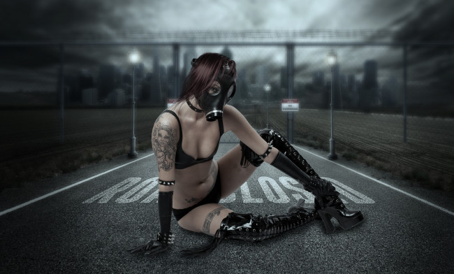 Обои картинки фото девушки, -unsort , креатив, тату, маска, фон, девушка