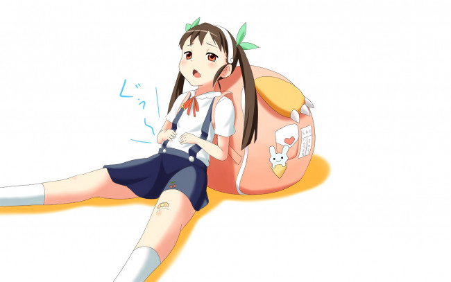 Обои картинки фото аниме, bakemonogatari, девушка, фон, взгляд