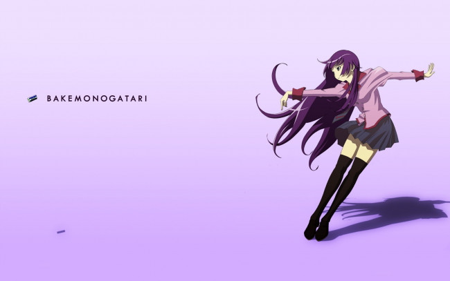 Обои картинки фото аниме, bakemonogatari, фон, взгляд, девушка