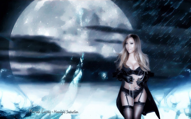 Обои картинки фото mariah carey, музыка, девушка, фон, взгляд, улыбка, бельё