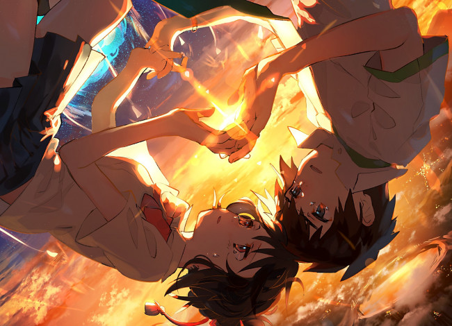 Обои картинки фото аниме, kimi no na wa, двое