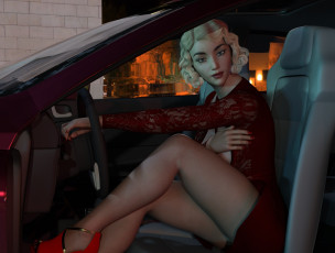 Картинка 3д+графика люди-авто мото+ people-+car+ +moto девушка фон взгляд