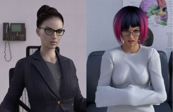 Картинка 3д+графика люди+ people девушки взгляд фон