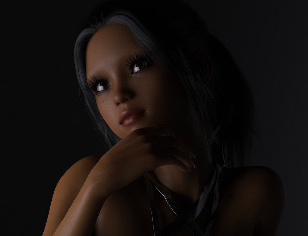 Обои картинки фото 3д графика, портрет , portraits, взгляд, фон, девушка