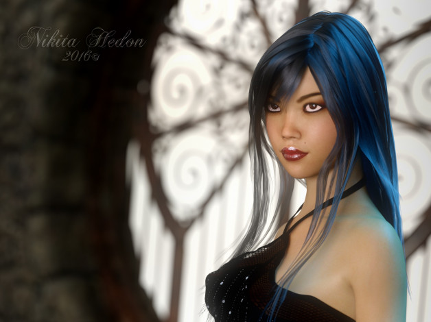 Обои картинки фото 3д графика, люди , people, девушка, взгляд, фон